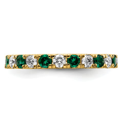14k 7/8 carat Lab Grown Diamond VS/SI+ G+ and Lab Created Emerald Size 9 Eternity Band