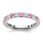 14k White Gold 3/4 carat Lab Grown Diamond VS/SI+ G+ and Lab Created Pink Sapphire Eternity Band - Sophia Jewelers