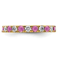 14k 7/8 carat Lab Grown Diamond VS/SI+ G+ and Lab Created Pink Sapphire Size 9 Eternity Band