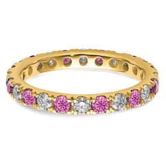14k 7/8 carat Lab Grown Diamond VS/SI+ G+ and Lab Created Pink Sapphire Size 9 Eternity Band