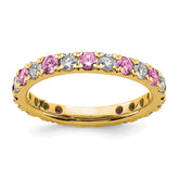 14k 7/8 carat Lab Grown Diamond VS/SI+ G+ and Lab Created Pink Sapphire Size 9 Eternity Band