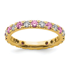 14k 7/8 carat Lab Grown Diamond VS/SI+ G+ and Lab Created Pink Sapphire Size 9 Eternity Band