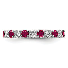 14k White Gold 7/8 carat Lab Grown Diamond VS/SI+ G+ and Lab Created Ruby Size 9 Eternity Band