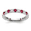 14k White Gold 3/4 carat Lab Grown Diamond VS/SI+ G+ and Lab Created Ruby Eternity Band, Size 4–9 - Sophia Jewelers