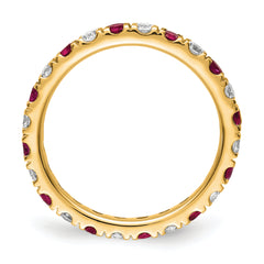 14k 7/8 carat Lab Grown Diamond VS/SI+ G+ and Lab Created Ruby Size 9 Eternity Band