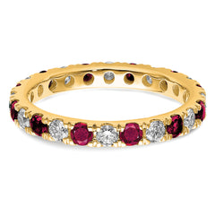 14k 7/8 carat Lab Grown Diamond VS/SI+ G+ and Lab Created Ruby Size 9 Eternity Band