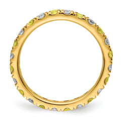 14k 7/8 carat Lab Grown Diamond VS/SI+ G+ and Lab Created Yellow Sapphire Size 8.5 Eternity Band