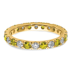 14k 7/8 carat Lab Grown Diamond VS/SI+ G+ and Lab Created Yellow Sapphire Size 8.5 Eternity Band