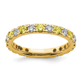 14k 7/8 carat Lab Grown Diamond VS/SI+ G+ and Lab Created Yellow Sapphire Size 8.5 Eternity Band