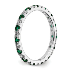 14k White Gold 1/2 carat Lab Grown Diamond VS/SI+ G+ and Lab Created Emerald Size 9 Eternity Band