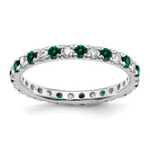 14k White Gold 1/2 carat Lab Grown Diamond VS/SI+ G+ and Lab Created Emerald Size 9 Eternity Band