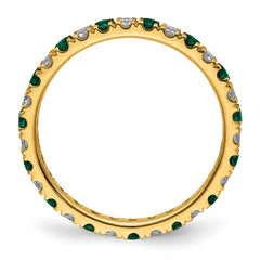 14k 1/2 carat Lab Grown Diamond VS/SI+ G+ and Lab Created Emerald Size 6 Eternity Band