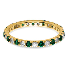 14k 1/2 carat Lab Grown Diamond VS/SI+ G+ and Lab Created Emerald Size 9 Eternity Band