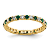 14k 1/2 carat Lab Grown Diamond VS/SI+ G+ and Lab Created Emerald Size 9 Eternity Band