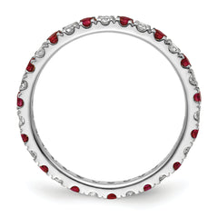 14k White Gold 1/2 carat Lab Grown Diamond VS/SI+ G+ and Lab Created Ruby Size 9 Eternity Band