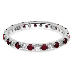 14k White Gold 1/2 carat Lab Grown Diamond VS/SI+ G+ and Lab Created Ruby Size 9 Eternity Band