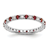 14k White Gold 1/2 carat Lab Grown Diamond VS/SI+ G+ and Lab Created Ruby Size 9 Eternity Band