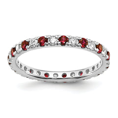 14k White Gold 1/2 carat Lab Grown Diamond VS/SI+ G+ and Lab Created Ruby Size 9 Eternity Band
