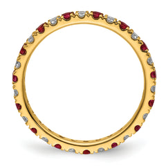 14k 1/2 carat Lab Grown Diamond VS/SI+ G+ and Lab Created Ruby Size 9 Eternity Band