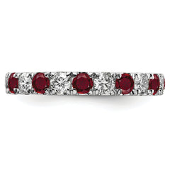 14k White Gold 1 carat Lab Grown Diamond VS/SI+ G+ and Lab Created Ruby Size 5 Eternity Band