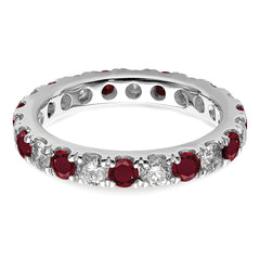 14k White Gold 1 1/5 carat Lab Grown Diamond VS/SI+ G+ and Lab Created Ruby Size 9 Eternity Band
