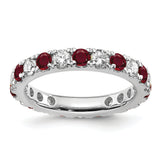 14k White Gold 1 1/5 carat Lab Grown Diamond VS/SI+ G+ and Lab Created Ruby Size 9 Eternity Band