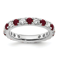 14k White Gold 1 1/5 carat Lab Grown Diamond VS/SI+ G+ and Lab Created Ruby Size 9 Eternity Band