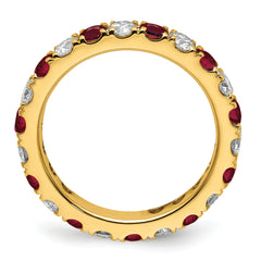 14k 1 1/5 carat Lab Grown Diamond VS/SI+ G+ and Lab Created Ruby Size 9 Eternity Band