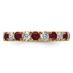 14k 1 1/5 carat Lab Grown Diamond VS/SI+ G+ and Lab Created Ruby Size 9 Eternity Band