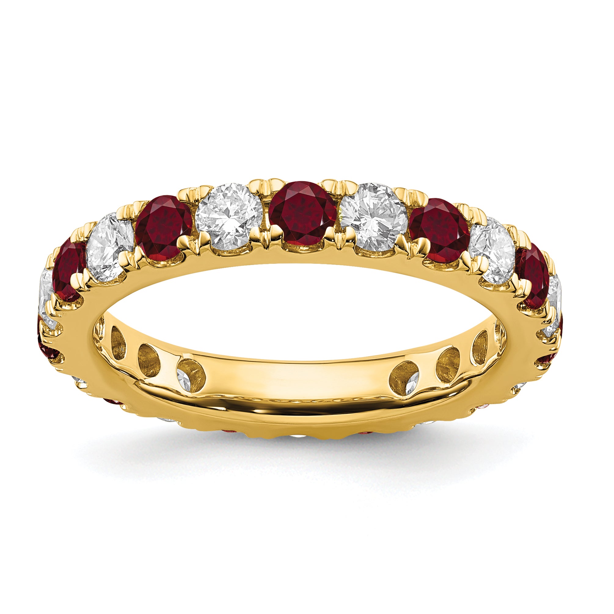 14k 1 1/5 carat Lab Grown Diamond VS/SI+ G+ and Lab Created Ruby Size 9 Eternity Band