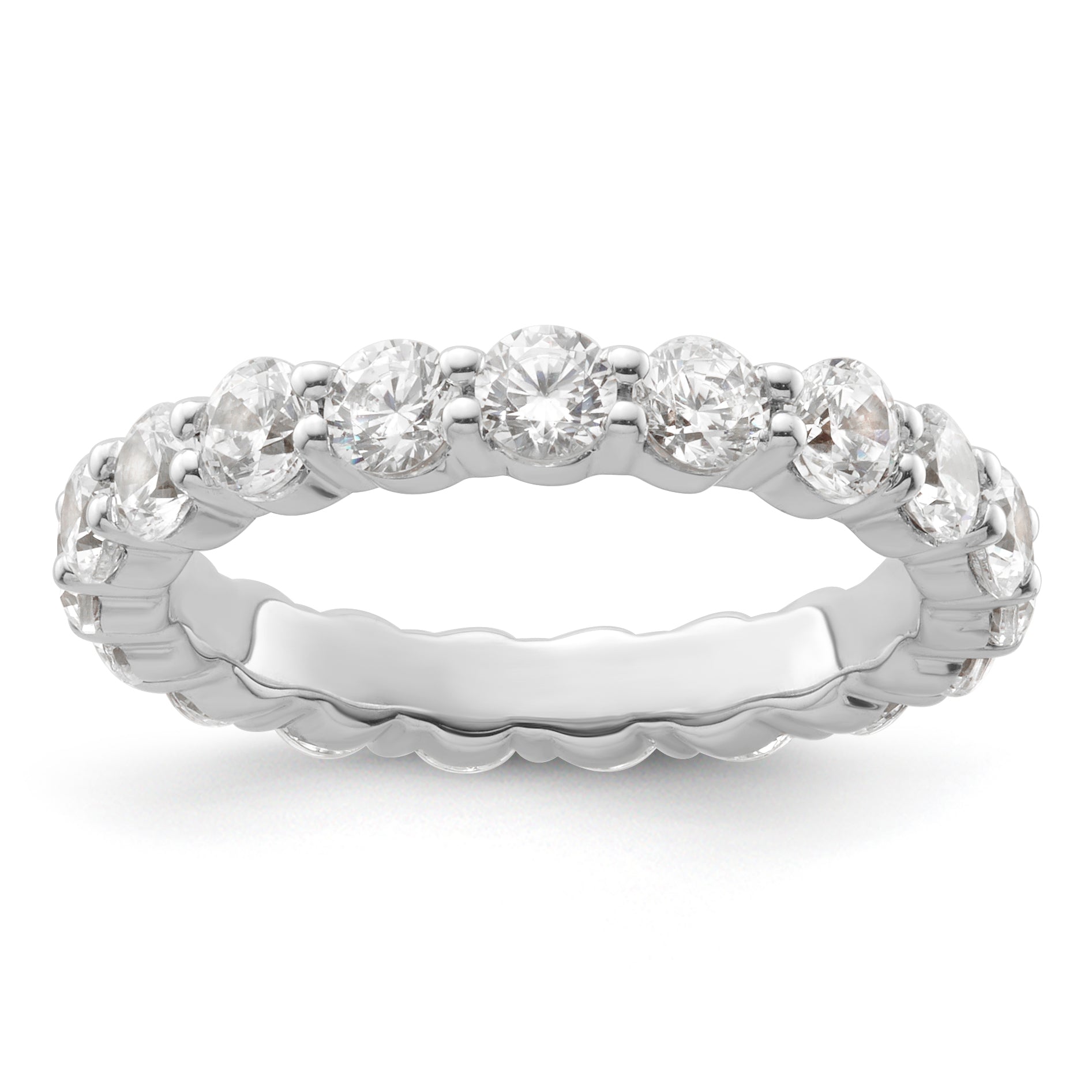 14k White Gold 2 carat Lab Grown Diamond VS+ F+ Round Complete Channel Set Size 9 Eternity Band