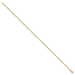 14K 10 inch 1.5mm Ultra Diamond-cut Rope with Lobster Clasp Anklet