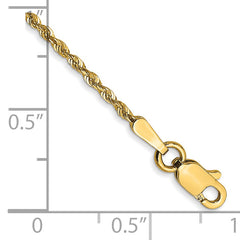 14K 10 inch 1.5mm Ultra Diamond-cut Rope with Lobster Clasp Anklet