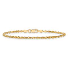 14K 9 inch 2mm Ultra Diamond-cut Rope with Lobster Clasp Anklet