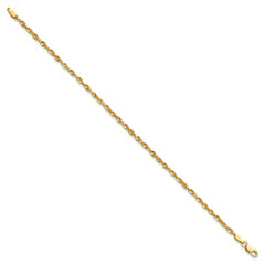 14K 10 inch 2.5mm Ultra Diamond-cut Rope with Lobster Clasp Anklet