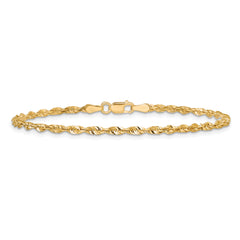 14K 10 inch 2.5mm Ultra Diamond-cut Rope with Lobster Clasp Anklet