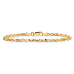 14K 10 inch 2.75mm Ultra Diamond-cut Rope with Lobster Clasp Anklet