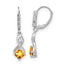 Sterling Silver Citrine & Diamond Leverback Dangle Earrings