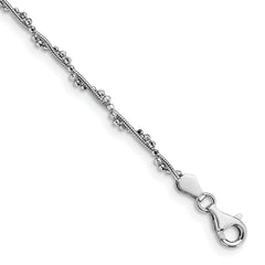 Sterling Silver Rhodium-plated Twisted Bead Bracelet