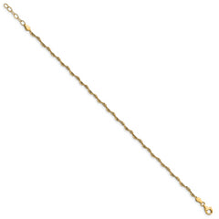 Sterling Silver Gold-plated Twist 9 inch Plus 1 inch Extender - Total 10 inch Anklet