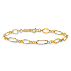 14k Polished and Textured Oval Link 7.25 inch Bracelet