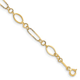 14k Polished and Textured Oval Link 7.25 inch Bracelet