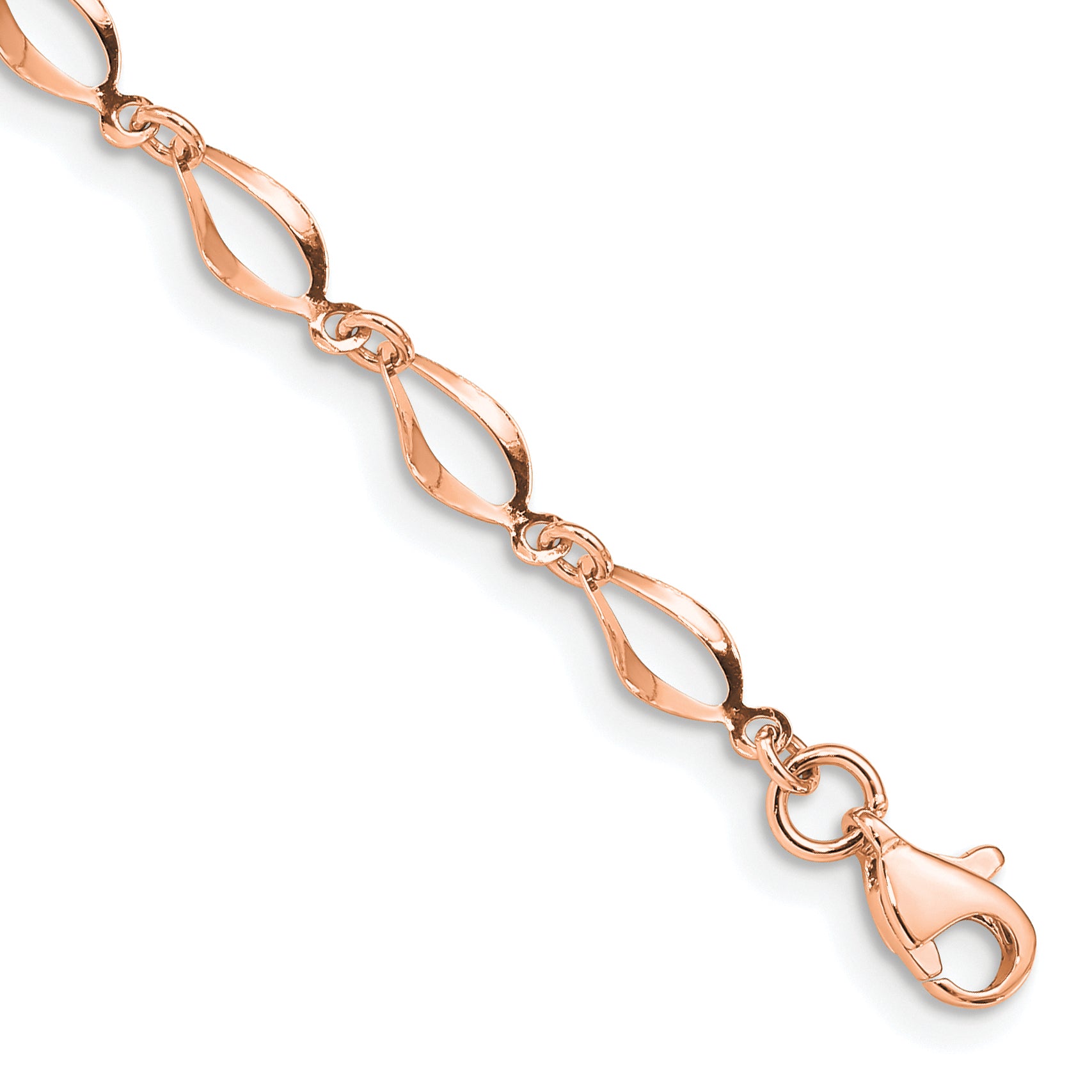 14k Rose Gold Polished Fancy Twisted Link 7.25 inch Bracelet