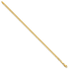 14K 9 inch 2.9mm Flat Beveled Curb with Lobster Clasp Anket