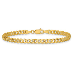 14K 9 inch 3.9mm Flat Beveled Curb with Lobster Clasp Chain