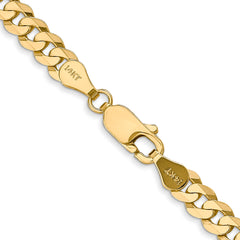 14K 30 inch 4.75mm Flat Beveled Curb with Lobster Clasp Chain