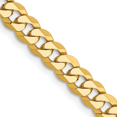 14K 30 inch 4.75mm Flat Beveled Curb with Lobster Clasp Chain
