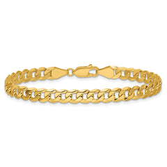 14K 8 inch 5.75mm Flat Beveled Curb with Lobster Clasp Bracelet