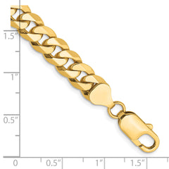 14K 8.5 inch 8mm Flat Beveled Curb with Lobster Clasp Bracelet