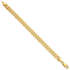 14K 8.5 inch 8.5mm Flat Beveled Curb with Lobster Clasp Bracelet